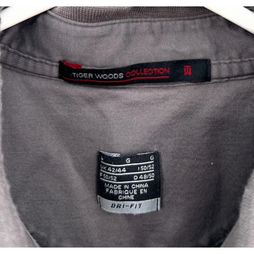 Nike Tiger Woods Golf Polo Shirt Mens L Gray Short‎ Sleeve